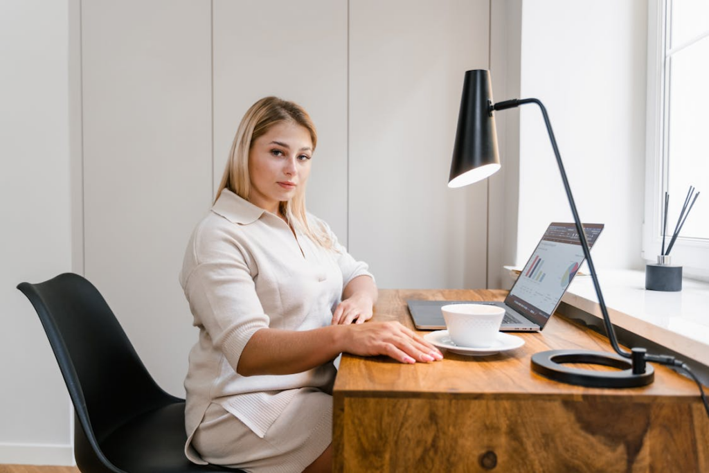 image of an australian VA sitting on her work station 