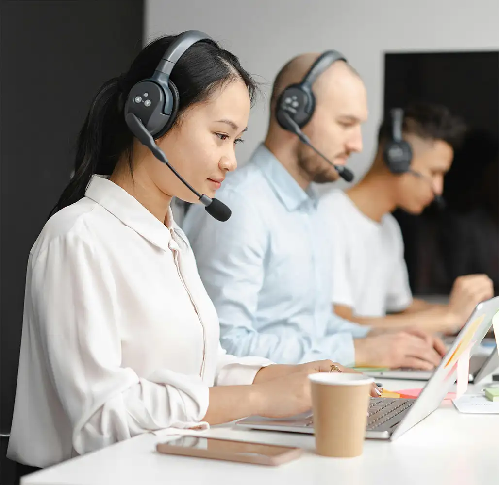Telecommunications outsourcing Call Center Agent with Headset