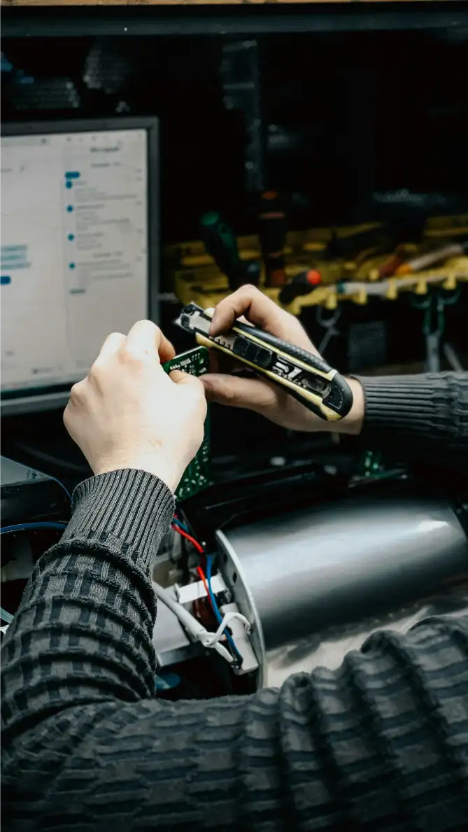 Telecom field service technician executing network repairs and equipment installation