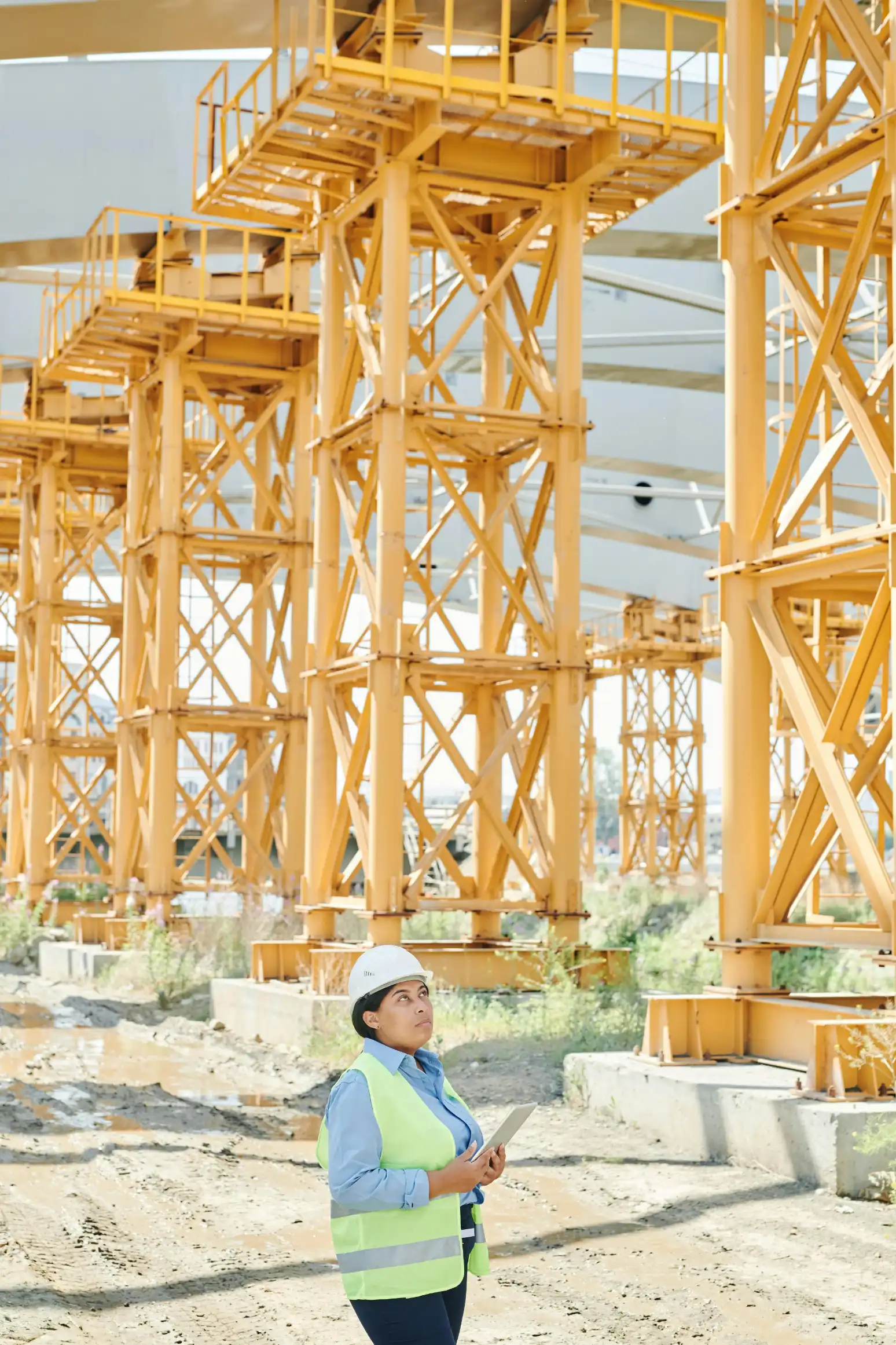 Structural engineer analyzing plans and coordinating construction documents