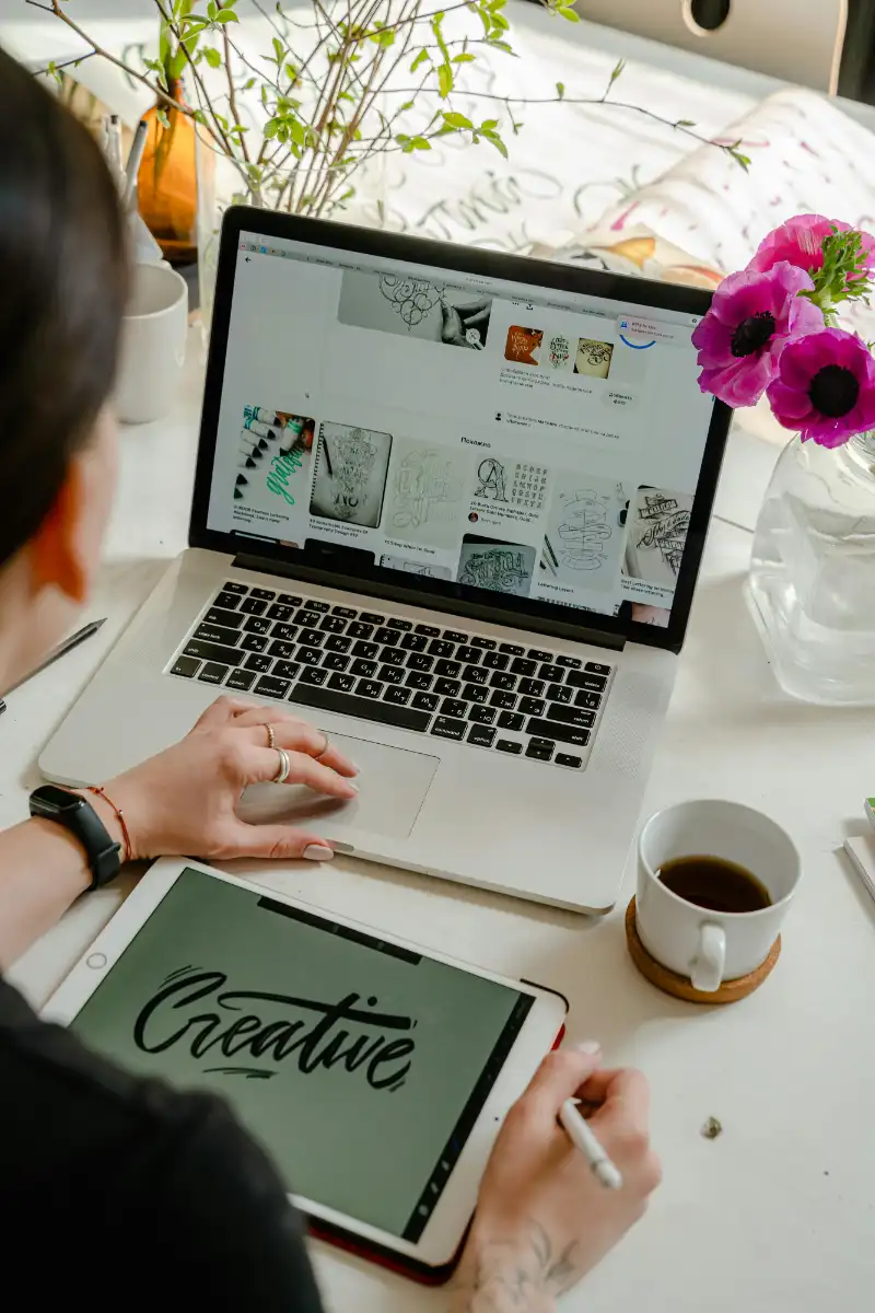 Graphic designer working on visual assets and e-commerce promotional creatives
