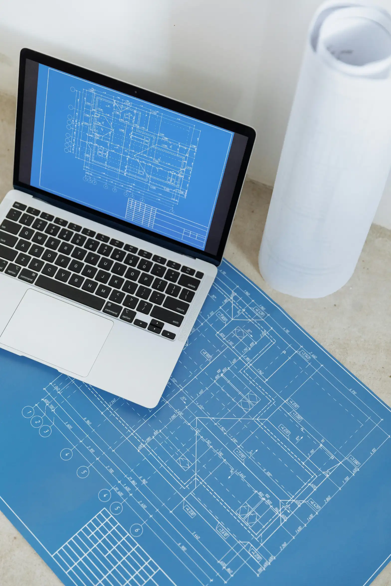 Web developer designing a digital portfolio and website for a construction firm